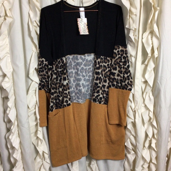 Now N Forever Sweaters - NWT Colorblock Leopard Mustard Cardigan Sweater